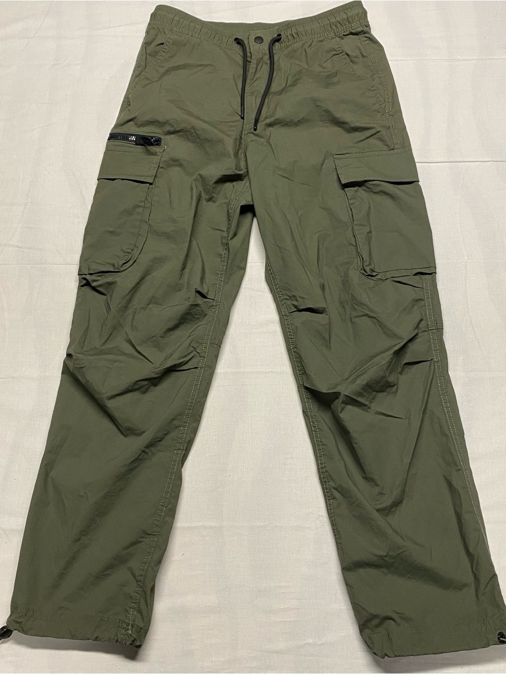 H&M Olive Green Cargo Pants with Drawstring Waist